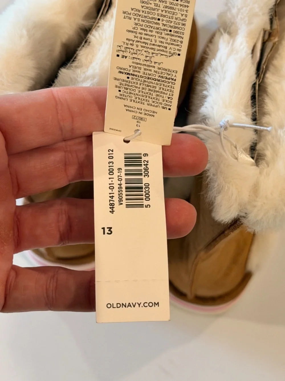 Old Navy Girls Faux Fur Winter Boots Tan Size 13 NWT Cozy Boots